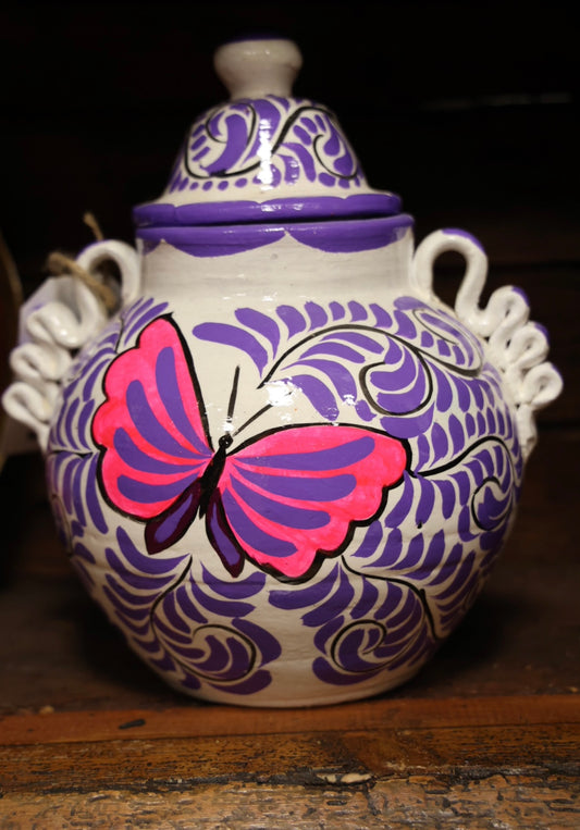 Mexican Painted Butterfly Vase (Purple)