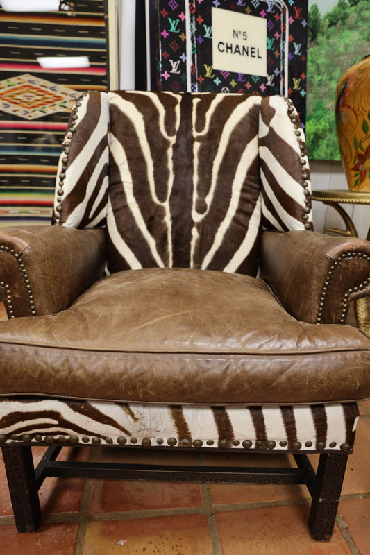 Vintage Handcrafted Zebra leather chairs