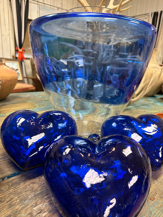 Blue Glass Hearts