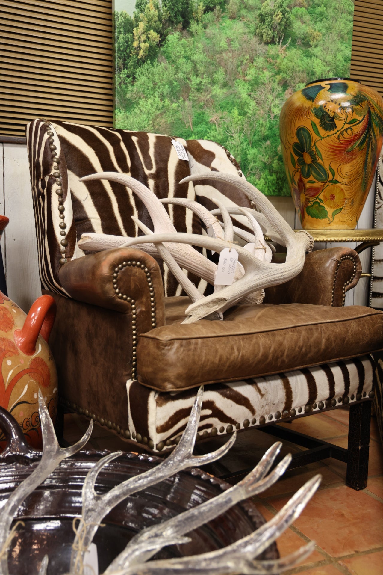 Vintage Handcrafted Zebra leather chairs