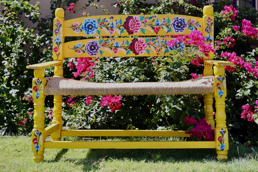 Mexican hand painted bench