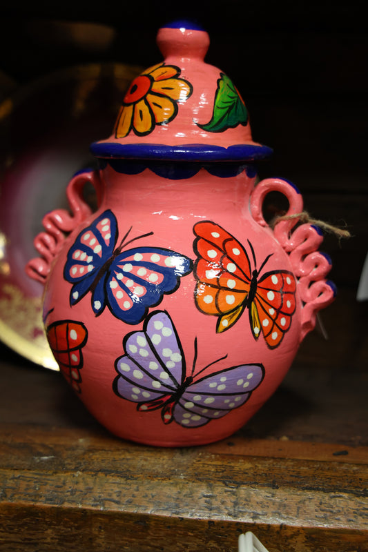 Mexican Pink Butterfly Vase
