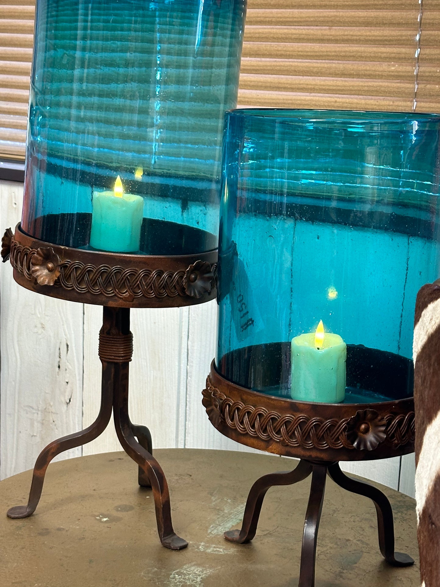 Blue Hurricane Glass (set of 2)