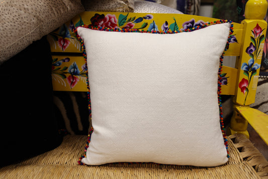 Ralph Lauren White Navaho Print Pillows With Pom Pom Trim