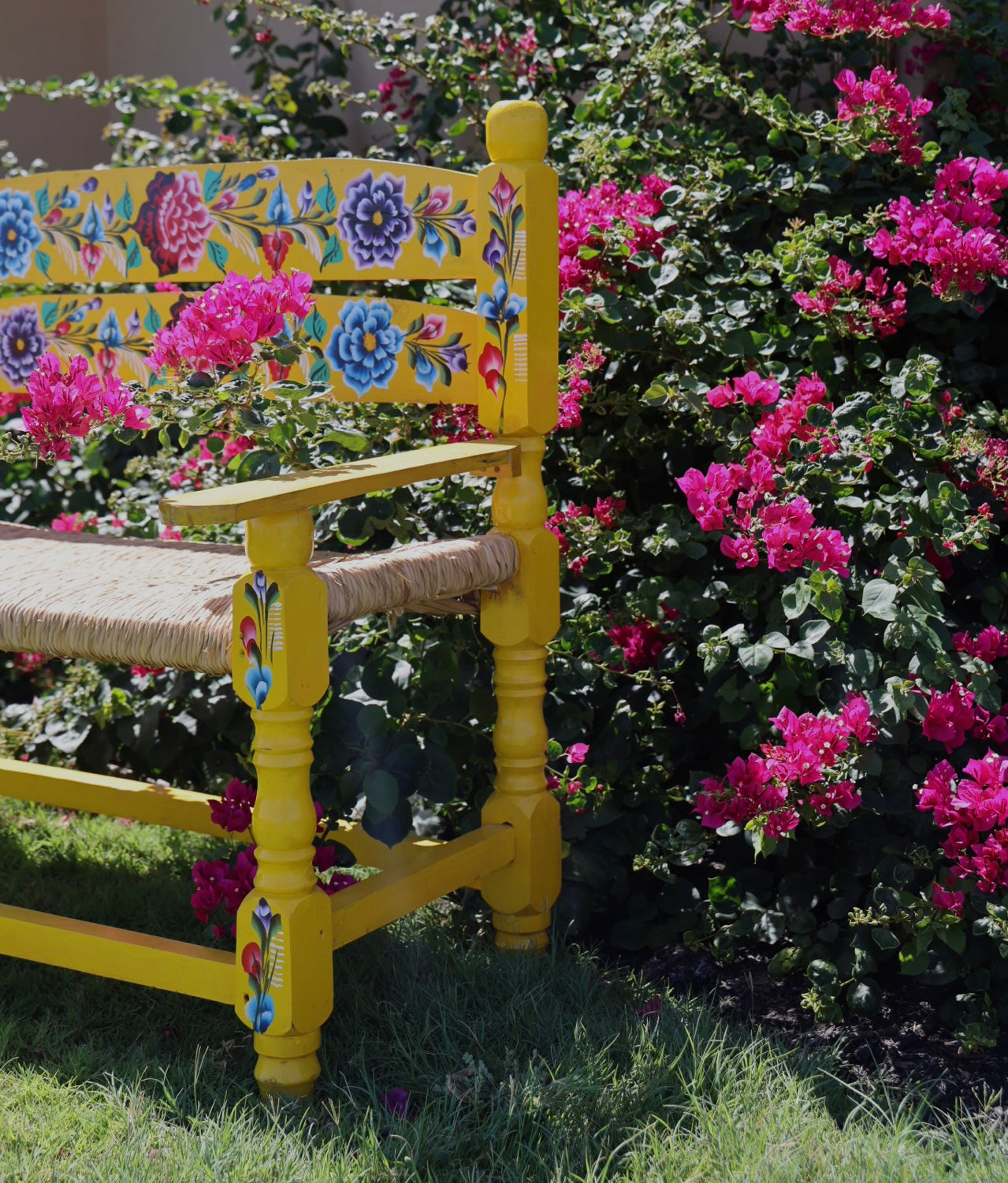 Mexican hand painted bench