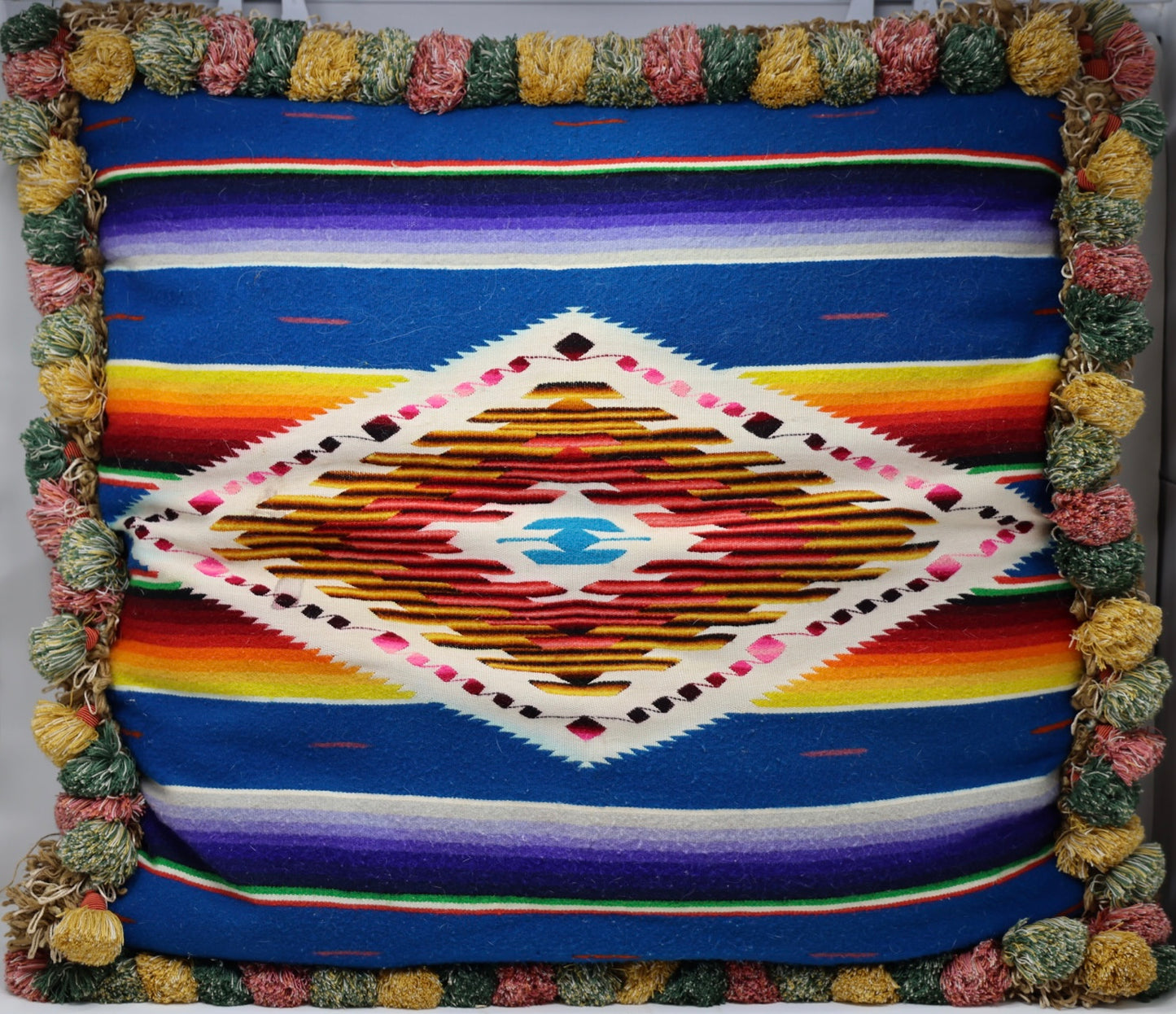 Square Indigo/Gold Serape Pillow