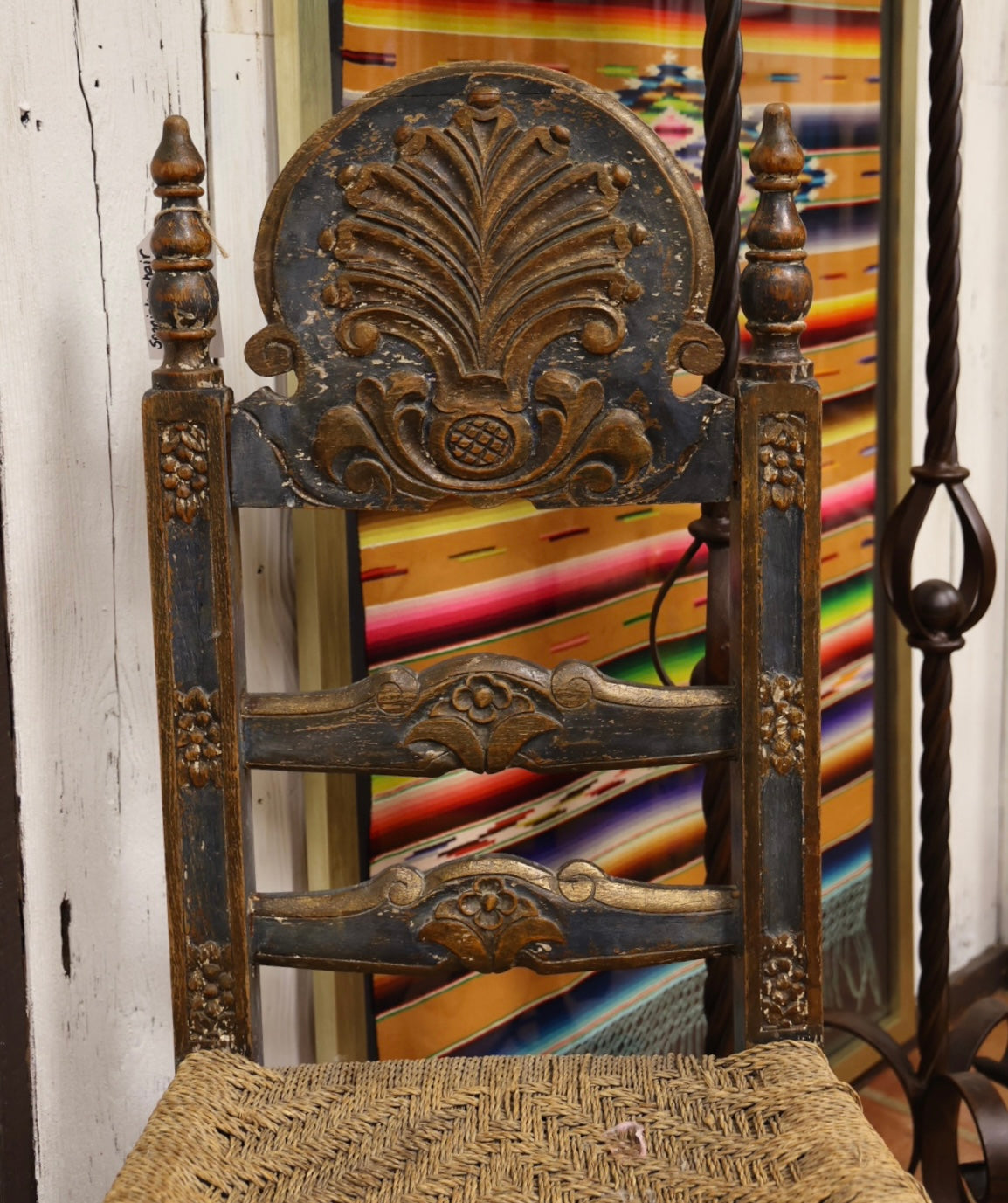 Blue High Back Spanish Chair