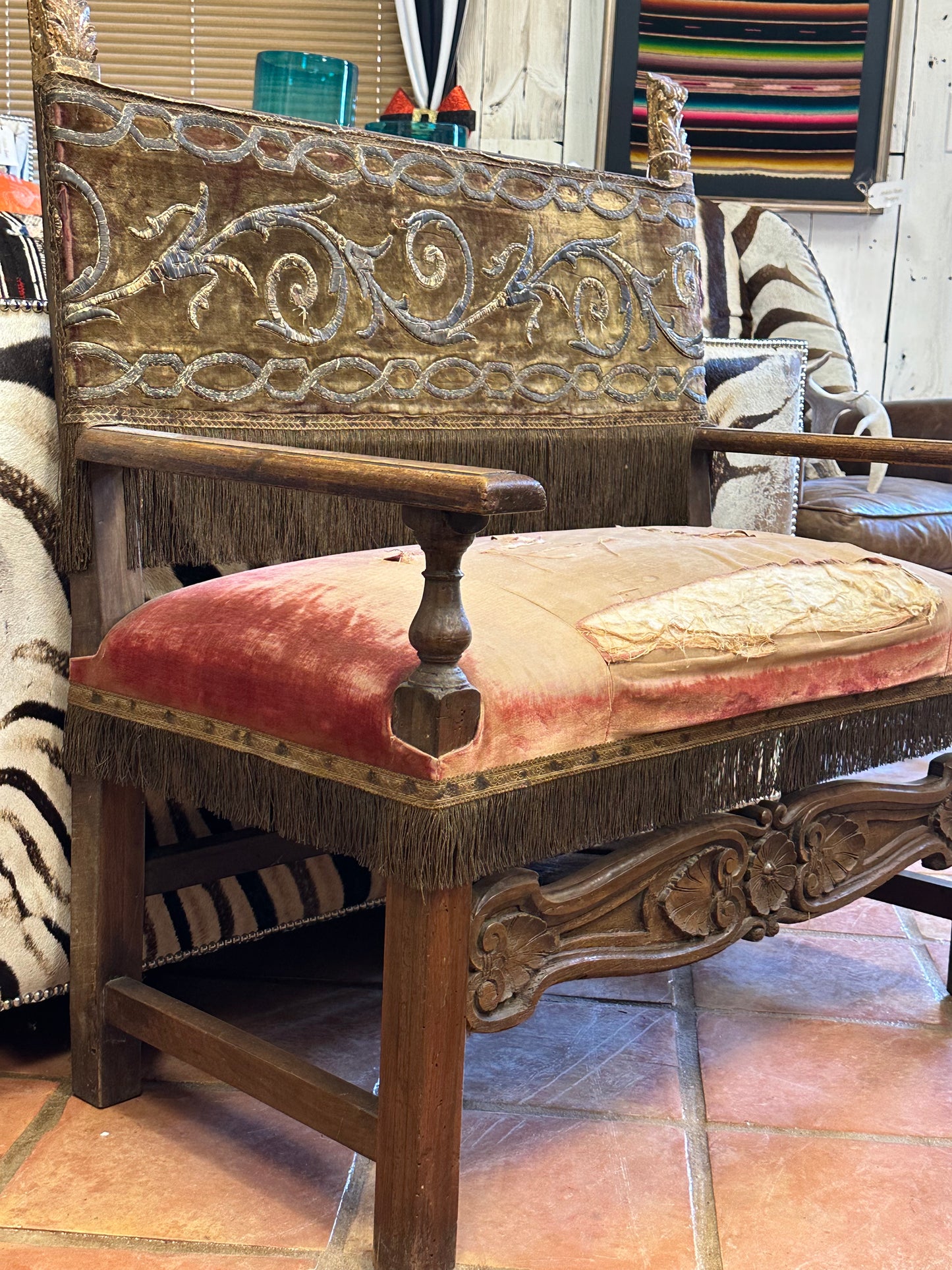 Spanish Embroidered Benches (sell as pair)