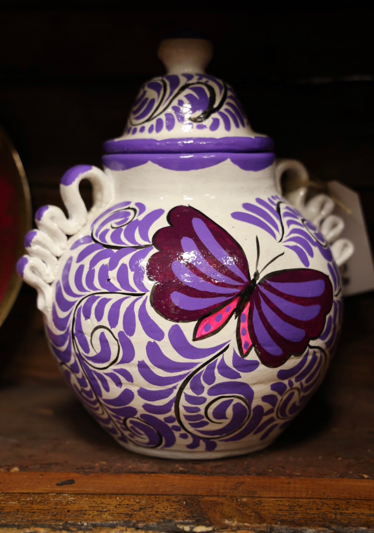 Mexican Painted Butterfly Vase (Purple)