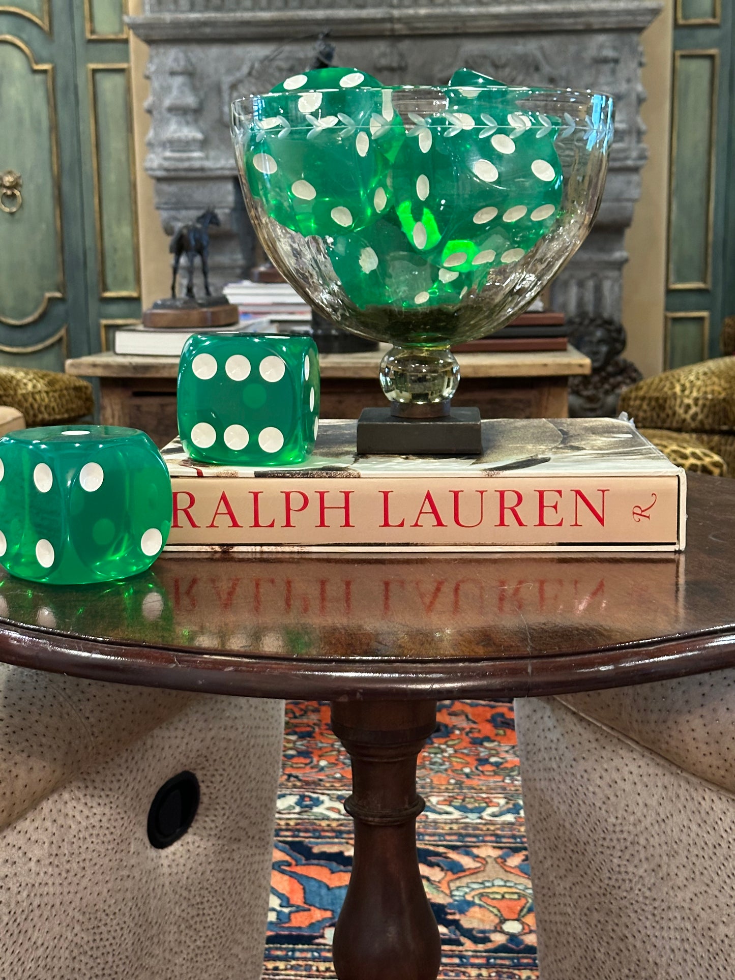 Vintage Large Green Bakelite Dice