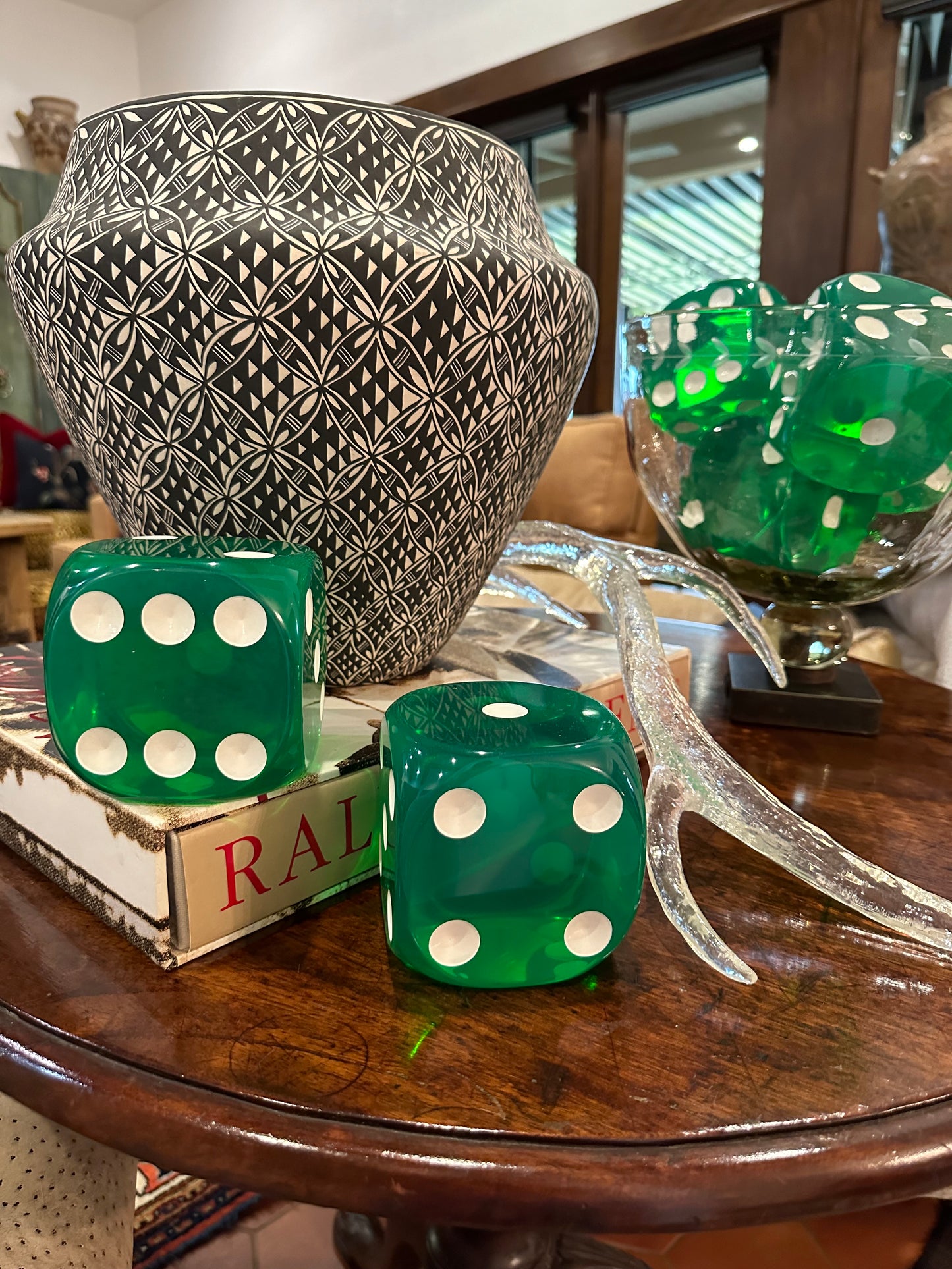 Vintage Large Green Bakelite Dice