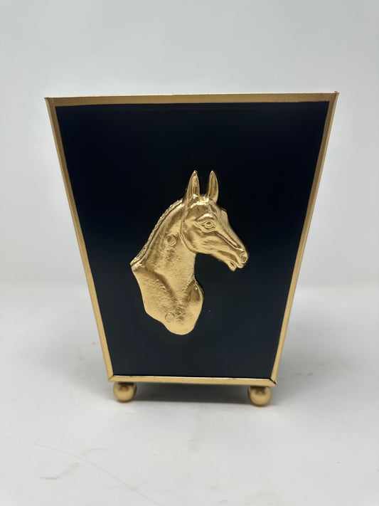 Mini Gold and Black Horse Trash Can