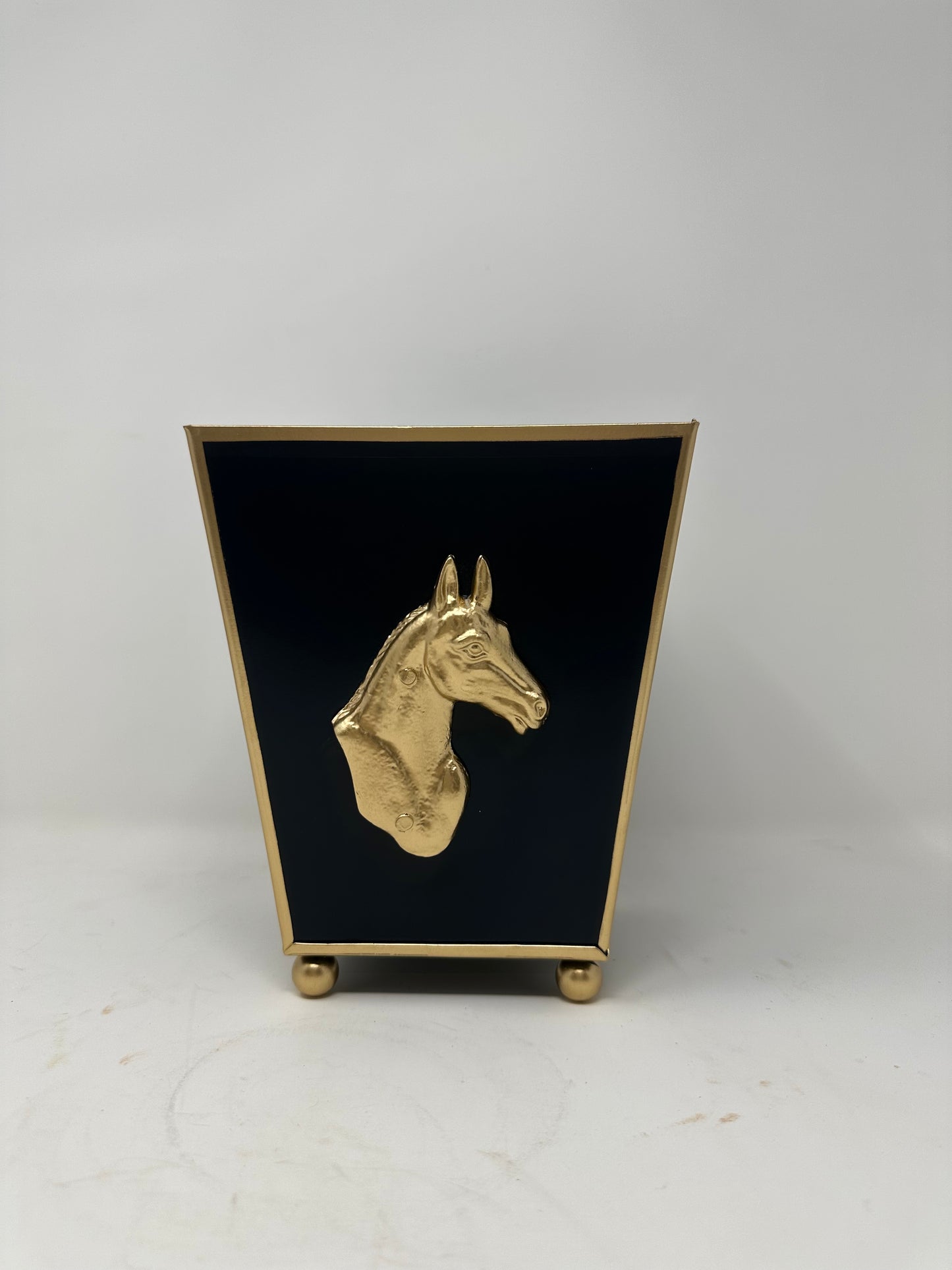 Mini Gold and Black Horse Trash Can