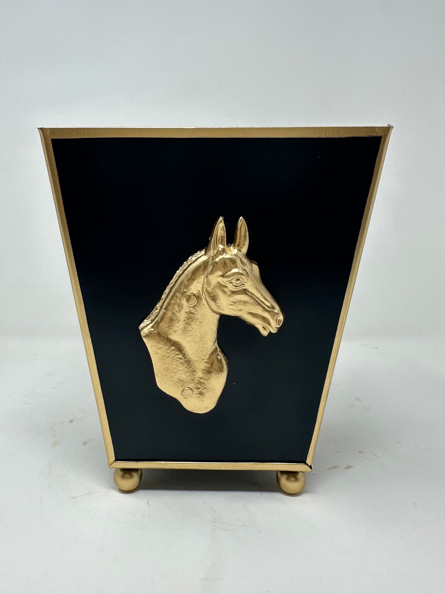 Mini Gold and Black Horse Trash Can